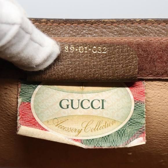 GUCCI GG Supreme Web Sherry Line Clutch Bag PVC Beige Red 89 01 032 Auth 88286 - Picture 12 of 16